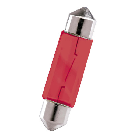 KRAWEHL Lâmpada miniatura C10W - PLAFONIER 11 x 44 mm Vermelho 12V 10W Blister