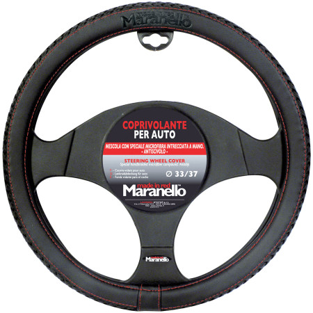 Steering Wheel Cover Mod. MARANELLO - Black/red - Ø33 / Ø37 cm