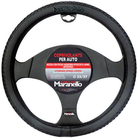 Cobertura do volante Mod. MARANELLO - Preto/Preto - Ø33 / Ø37 cm