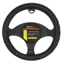 Imitation carbon fibre steering wheel cover C/ Stitched Red - KRAWEHL