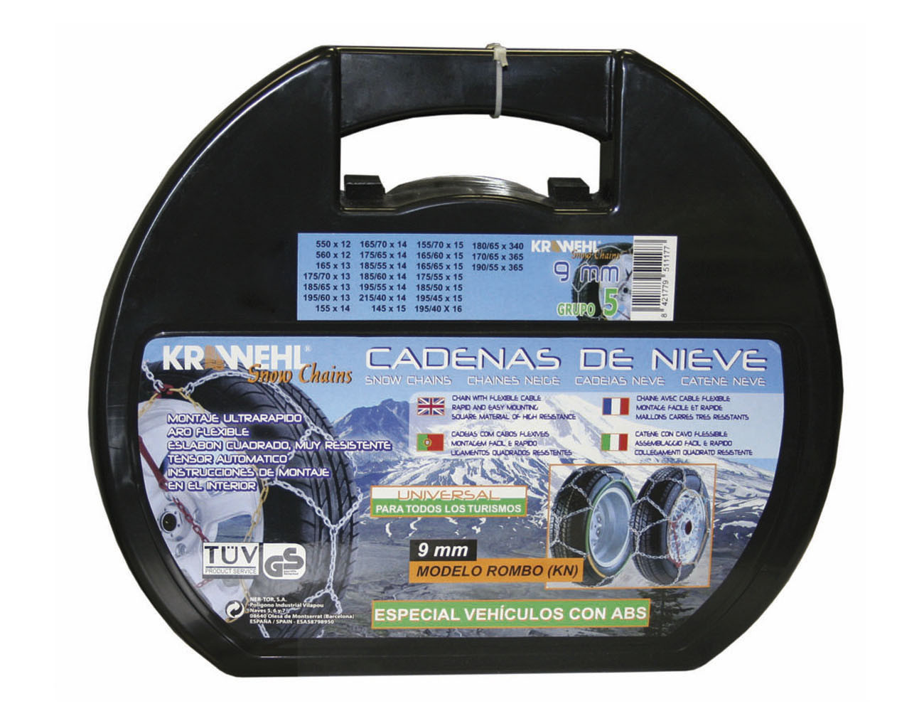 Krawehl 3402.0011058 Cadenas para Nieve Rombo, 9mm, Gr. 8 