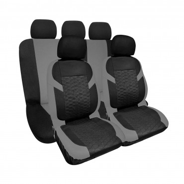 Seat Cover - Martinica Model - 9 PCS - Grey/Black