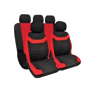 Seat Cover - Bahamas Model - 9 PCS - Red/black