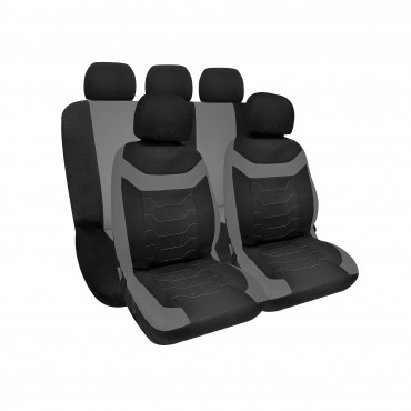Seat Cover - Bahamas Model - 9 PCS - Grey/Black